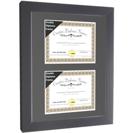 Creative Picture Frames Dual 8x14-inch Manhattan Black Double Diploma Frame | Black Mat holds two 8 by 14-inch Documents in 16x20 Frame with Installed Hardware