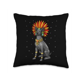 Ancient Aztec Warrior Clothing Aztec Xolo Dog Xoloitzcuintle Throw Pillow, 16x16, Multicolor