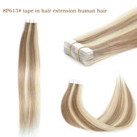 16 Inch 8P613# Mix Blonde Tape in Hair Extensions Human Hair Seamless Skin Weft Remy Hair Extensions Invisible Straight Tape in HairExtension Human Hair 20pcs