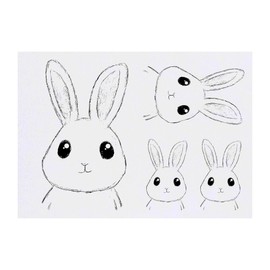 4 x 'Cute Bunny' Temporary Tattoos - Water Resistant, Skin-Safe, Non-Toxic Transfers, Mixed Sizes (TO00082338)