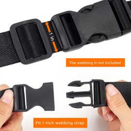 AUGHOA 12 Set 1 inch Buckles for Straps with 24 pcs Tri-glide Slide Clip, Quick Side Release Buckle Fit 1 Inch Wide Nylon Strap,Plastic Buckle Replacement for Backpack Fanny Pack Belt