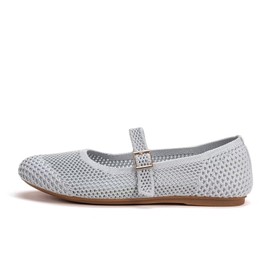 Frank Mully Womens Round Toe Slip On Flat Ballet Shoes Comfortable Shoes Knitted Casual Women Shoes, gray