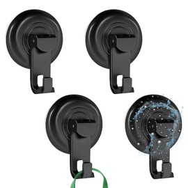 AstraGlam 4 x Suction Cup Hooks for Bathroom and Kitchen, Design without Hole Hole with Improved Hook and Air Compression, Extra Strong Vacuum Hooks for Towels and Bathrobes
