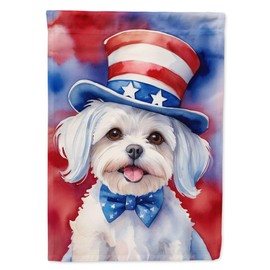 Caroline's Treasures DAC5755GF Maltese Patriotic American Garden Flag Mailbox Flag Decorative Yard Flag Banner Outside Patio Artwork Yard Flower Beds, Garden Size, Multicolor
