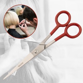 Scissors-Hair Cutting/Hairdressing/Barber Salon/Hairdressers Stainless Steel Scissors for Men Women and Children -Barber Hair Cutting Prefessional Super Cut -PVC Grip Stainless Steel (Red)