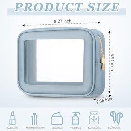 Cosmetic Bag Organizer Travel, Compact Lightweight Accessory for Travel and Daily Use - Abbylike 6 Clear Makeup Nylon