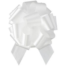 Berwick Offray 1.45'' Wide Ribbon Pull Bow, 5.5'' Diameter with 20 Loops, White