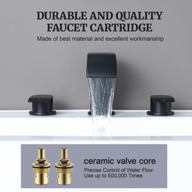 Ultimate Unicorn 8 inch Bathroom Faucet Matte Black, Waterfall Bathroom Sink Faucet Black with Metal Pop-up Sink Drain Stopper and 2 Supply Hoses,2 Handle Widespread Faucet for Vanity Sink 3 Holes