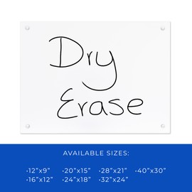 30x40 Dry Erase Board for Wall - with .25 White Acrylic and White Stand Off Finish - Perfect Whiteboard for Office, Home, Classroom - Durable and Stylish .25 White Acrylic Dry Erase Board