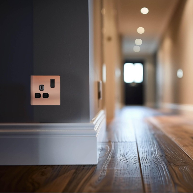 BG Electrical Single Switched Power Plug Wall Socket, Screwless Front