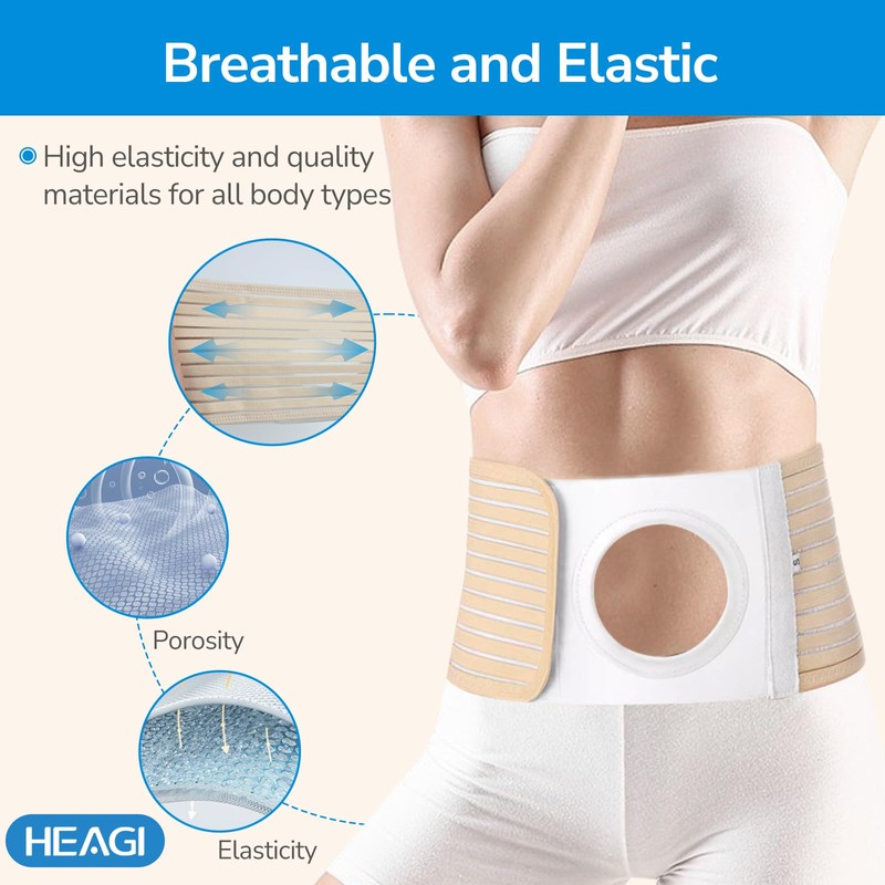 Heagimed Ostomy Hernia Belt, Adjustable Stoma Hernia Belt with Stoma