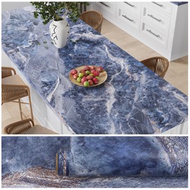 VEELIKE Thick Peel and Stick Countertops Waterproof Matte Blue Marble Contact Paper for Countertops 15.7''x354'' Self Adhesive Kitchen Countertop Peel and Stick Marble Wallpaper for Bathroom Walls
