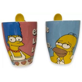 Juego 2 Tazas Con Cuchara De Cerámica Dif Personajes