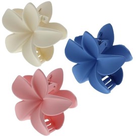 6 Pieces Large 8cm Assorted Double Sided Hawaiian or Daisy Flower Hair Clamps Claw Clips - Non-slip Jaw Clips Medium Hair Clamps for Thick Curly Long Hair, Wide Grip Hair Accessories for Women Girls