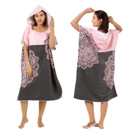 Zingtto - Poncho de surf con capucha extragrande Toalla de playa de microfibra de secado rápido Steelblue Dimgray XL Traje de neopreno cambiador de toalla de natación y surf para adultos (rosa)