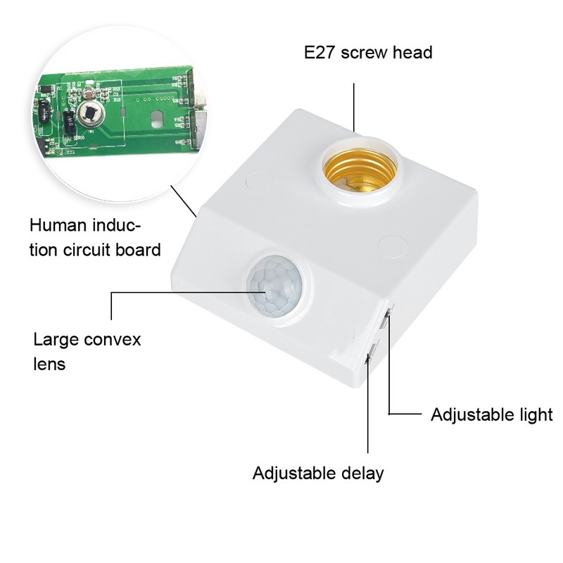 Infrared Sensor Motion Switch Adjustable E27 Light Socket for LED