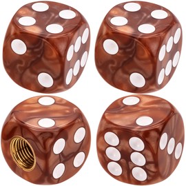 MEAJOO 4PCS Pearl Pattern Dice Tire Valve Stem Caps, Leak-Proof Air Protection | Light-Weight Universal Tire Valve Stem Covers for Cars, SUV, Trucks, Bikes, Motorcycles, Bicycles(Brown)
