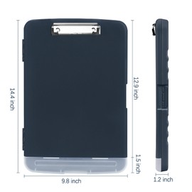 Meiikun Plastic Storage Clipboard, Clipboards with Storage, Nursing Clipboard with Pen Holder, Clip Boards 8.5x11 A4 Paper Folder for Nurse, Teacher, Work, Classroom (Navy)