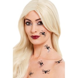 Smiffys Make-Up FX, 3D Spider Stickers, Black 6pcs, Cosmetics and Disguises Fancy Dress, Spider Dress Up Cosmetics & Disguises.