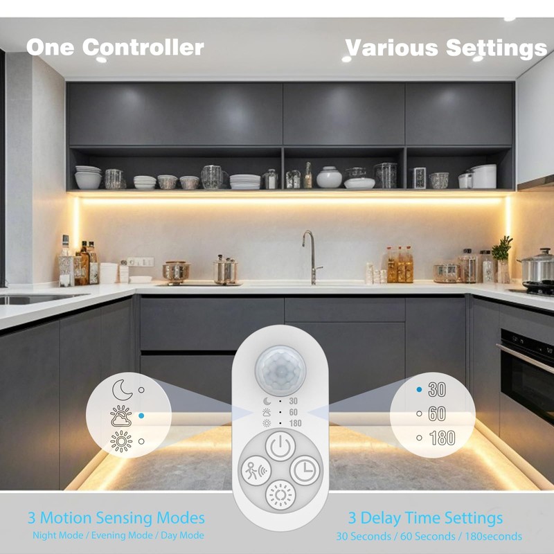 NIVOTA Dual Sensor Stair Light Strip, Double Motion Activated Sensor