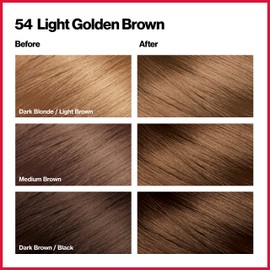 Revlon Colorsilk Beautiful Color Permanent Hair Color with 3D Gel Technology & Keratin, 100% Gray Coverage Hair Dye, 54 Light Golden Brown, 4.4 oz (Pack of 3)