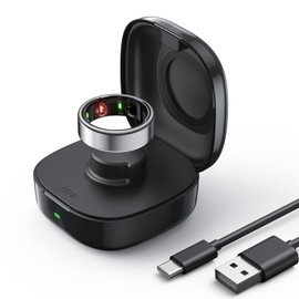 Upgraded Wireless Charging Case Compatible with O-ra Ring Gen3 Charger, Portable Travel Charger Dock with Indicator Light, Compact Charging Box for O-ra Ring Gen3 Heritage/Horizon（Black,Size 8）