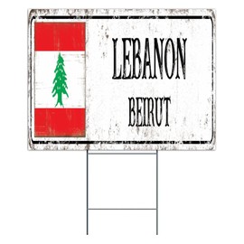 Lebanon Flag City Street Yard Sign 18x24 Inch National Country Souvenir Road Funny Yard Lawn Sign for Garden Wedding Lawn Decoration Props