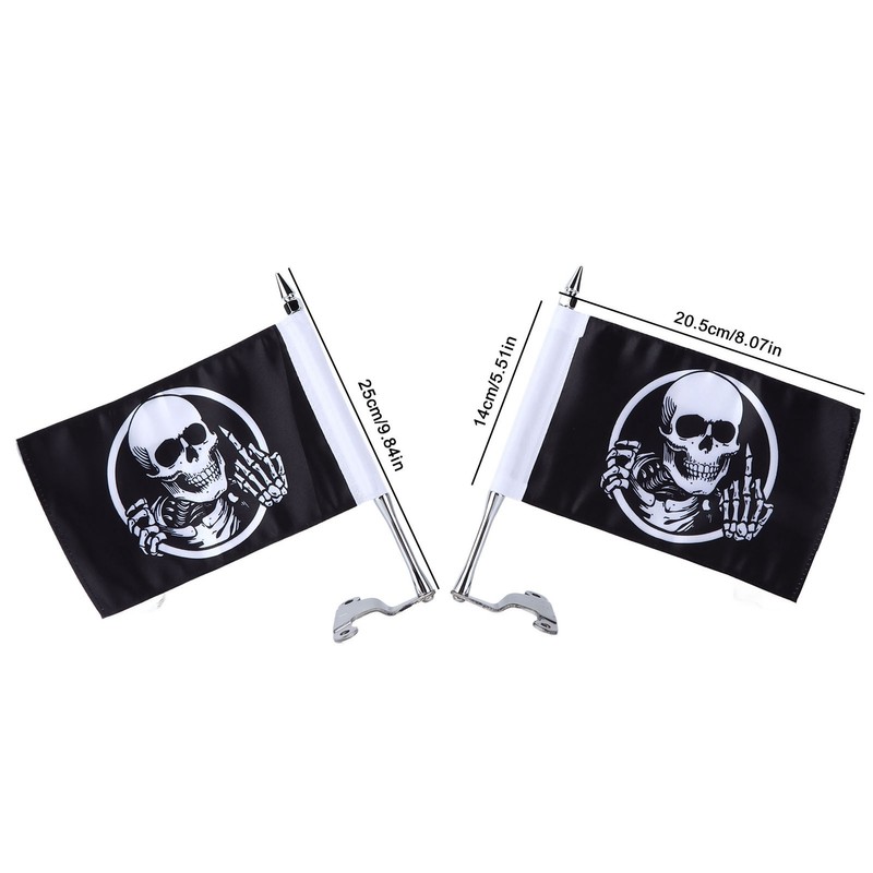 Trunk Lid Flagpole Mount Kit with Skull Flag L R