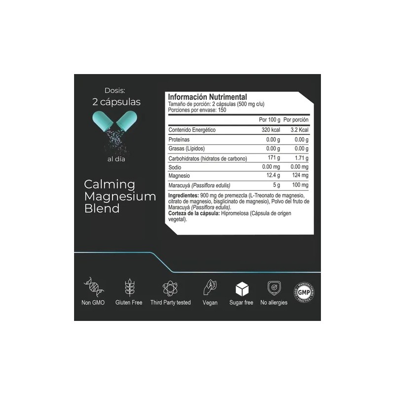 Eternal Nutrition Calming Blend Magnesio Quelado 300 Cápsulas Bisglicinato Citrato