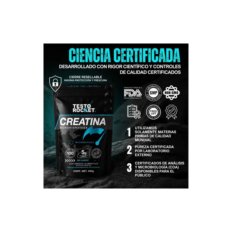 Creatina Monohidratada y Micronizada Polvo | 100% Alta Pureza Certificada