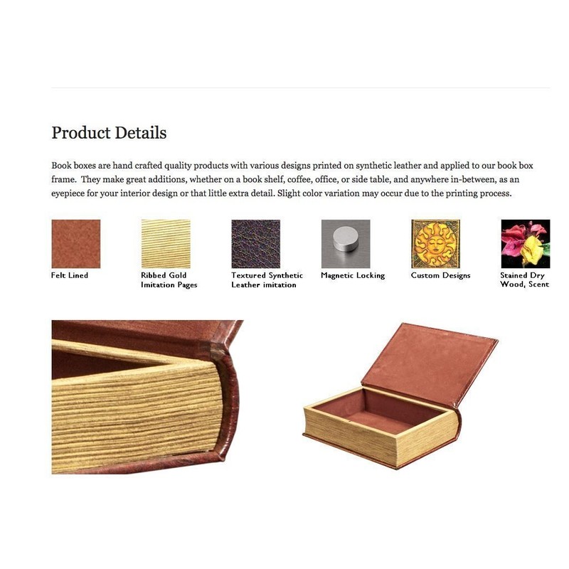 Vintage Fairy Book Box Leather Over Wood Secret Storage Box