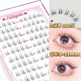 Atopos no-glue artificial eyelashes, natural daily eyelashes 9-11mm, no glue required, 10 lines large capacity, 1 piece, transparent line / 아토포스 노글루 인조 속눈썹 내추럴 데일리 속눈썹 9-11mm 풀 필요없음 10줄 대용량, 1개, 투명라인