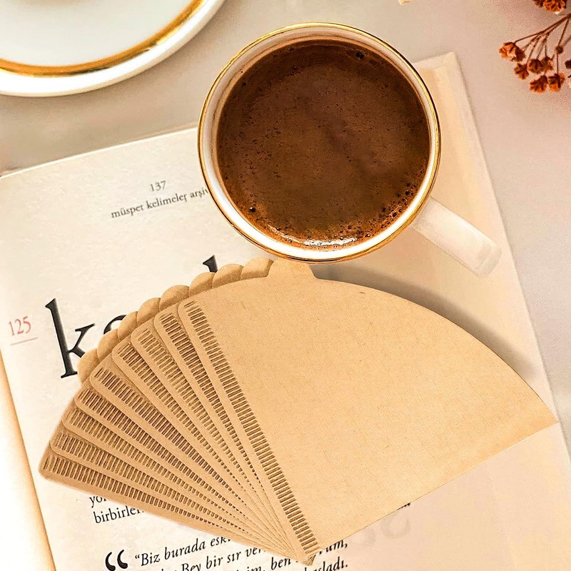 Gute 200Pcs Cone Coffee Filters, 2-4 Cups Unbleached Brown V02