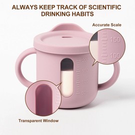 AULEGE Silicone Baby Sippy Cups, BPA-Free Drop-Proof Baby Straw Cup, Toddler Training Cup with Straw Lid for Baby Led Weaning, 6 Months+, 6.76oz, Green