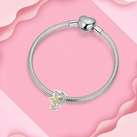 BIZK Women's Letter A-Z Charm Bead for Bracelet 925 Sterling Silver Charms Beads Suitable for Bracelet and Necklace Compatible with European Bracelets for Women Girls Friends, Sterling Silver