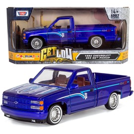 All Star Toys Motormax 1992 Chevy 454SS Pickup Lowrider Truck Candy Blue 1/24 Modelo fundido a troquel exclusivo Get Low 79036