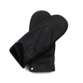Hand Gewand by Weikert Warm leather gloves mittens made of merino lambskin, hand-stitched, men and women, lambskin gloves, elegant, cuddly, black