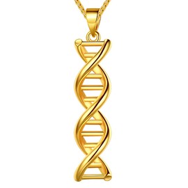 beautlace DNA Double Helix Chemistry Science Molecule Biology Necklace 18K Gold Plated DNA Pendant Jewelry for Women KP0049Y
