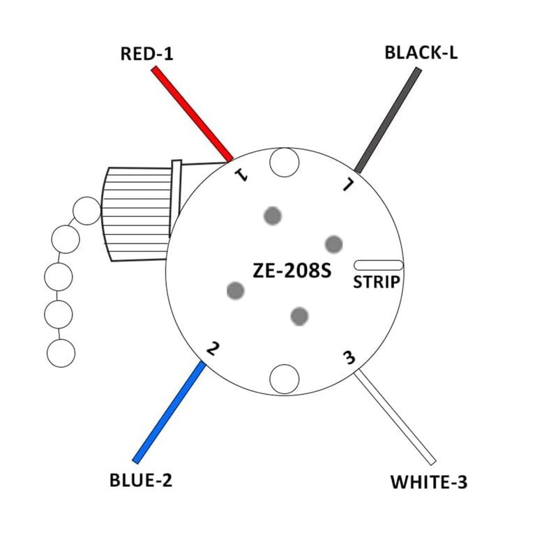 Akahttbn Ceiling Fan Switch ZE-208s E89885 - 3 Speed 4