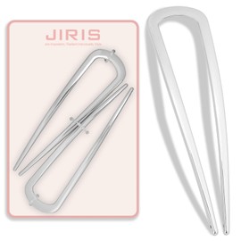 JIRIS 2PCS 4.2Inch French Hair Pins U-Shaped Pins for Women and Girls Fashion Metal Hair Pin French Twist Hair Pins for Buns, Updos,Stylish and Functional(set1-silver)