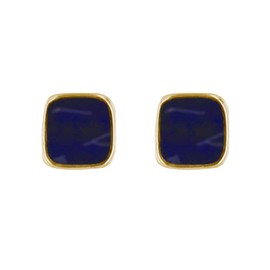 LES POULETTES BIJOUX - Gold Plated Stud Earrings Small Square by Sodalite, Sterling Silver