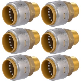 SharkBite Max 1 x 3/4 Inch MNPT Reducing Adapter, Pack of 6, Push to Connect, PEX Pipe, Copper, CPVC, PE-RT, HDPE, UR142