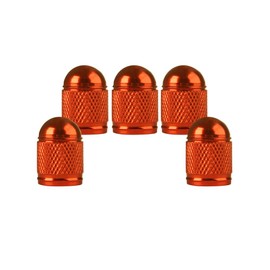 SENZEAL Pack of 5 Valve Caps Car Bullet Type Universal Tyre Valve Caps Aluminium Car Tyre Valve Caps Valve Protection Caps for Car Bicycle Motorcycles Truck SUV Orange