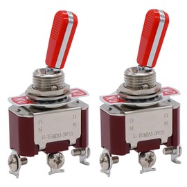 Twidec/2Pcs Heavy Duty Rocker Toggle Switch 16A 250V SPDT 2 Position 3 Pin ON/ON Switch with Red PC Wear-Resistant Handle TEN-A-3210RR-A102