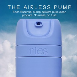 RIES Starter Set Travel Bottles 3pk 1.7oz Airless Pump for Shampoo, Conditioner, Body & Face, Leak-Proof, TSA-Approved, Dishwasher Safe (Blue)