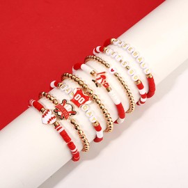 NLCAC Baseball Bracelets for Women Heishi Beaded Game Day Stretchy Bracelet Baseball Mom Accessories Jewelry Sports Fan Gifts, One Size, beads, no gemstone