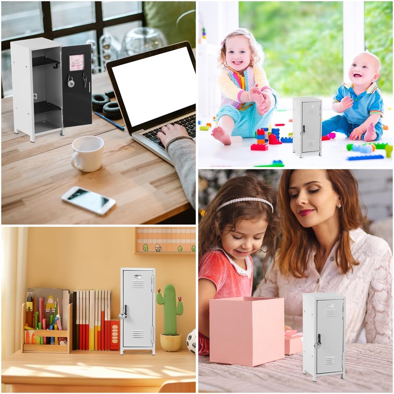 AwObEpl Mini Locker with Lock and Key Rustproof Metal Small