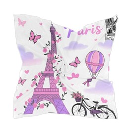 MUCEXQ Romantic Paris Eiffel Tower Women's Fashion Silk Scarf,Square Satin Headscarf Novelty Neck Scarf Hair Wraps