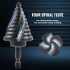 ZELCAN Step Drill Bit Set, 5PCS Four Spiral Flute Step