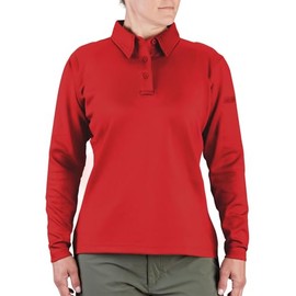 Propper Women's I.c.e. Performance Long Sleeve Polo, Red, Large